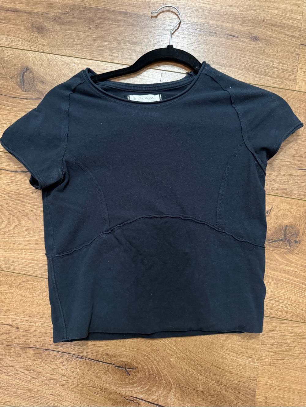 We The Free Black Short Sleeve Crop Tee